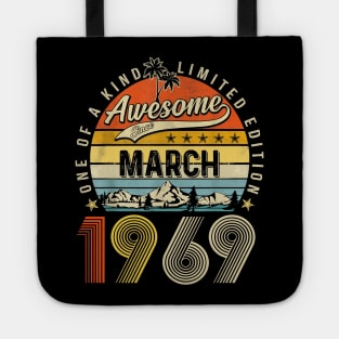 Awesome Since March 1969 Vintage 54th Birthday Tote