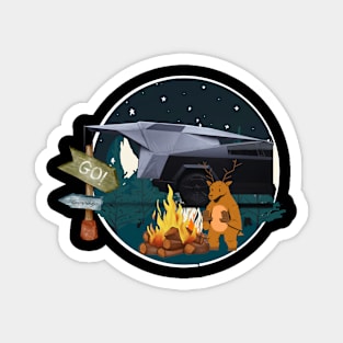 tesla cybertruck tent camping Magnet