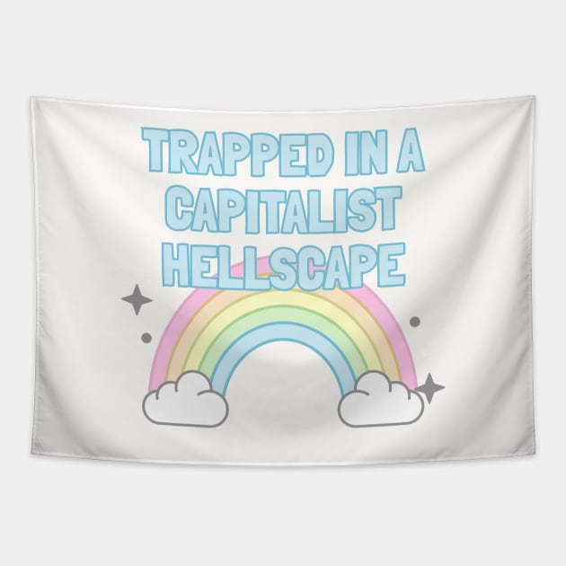 Trapped In A Capitalist Hellscape - Anti Capitalism Tapestry by Football from the Left