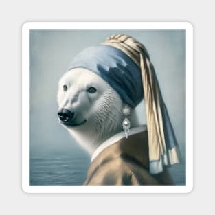 Wildlife Conservation - Pearl Earring Polar Bear Meme Magnet