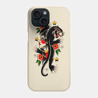 Old School Traditional Panther With Woman Tattoo Phone Case