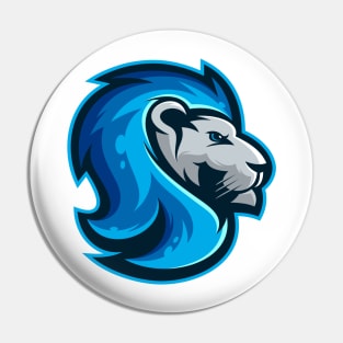 Blue lion head illustration character Pin