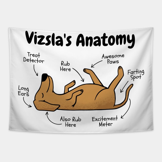 Vizsla's Anatomy Funny Hungarian Vizsla Tapestry by Planet of Tees