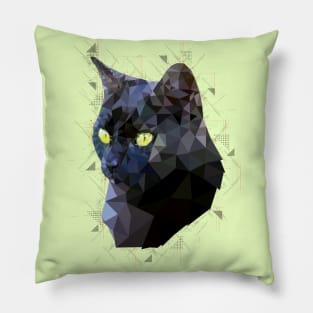 Black Cat (Low Poly) Pillow