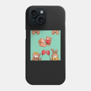 Teddy and Bunny cute blue solid Phone Case