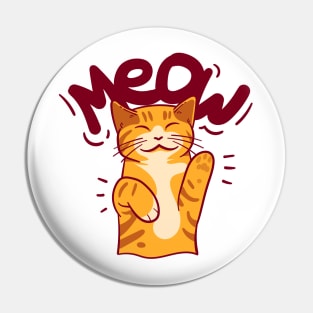 Illustration of an orange cat with a smiling face Pin