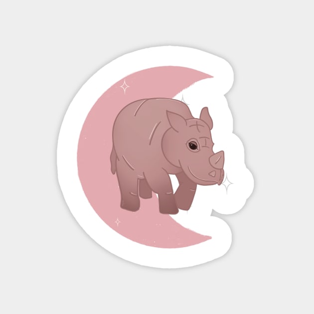 Rhino Crescent - Rose Magnet by eeliseart