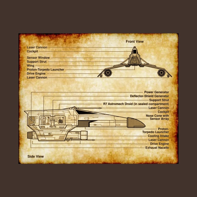 Obsolete Space Fighter Parchment Blueprint by Starbase79