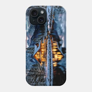 Mountain Cabin on a Lake in Winter - Landscape Phone Case