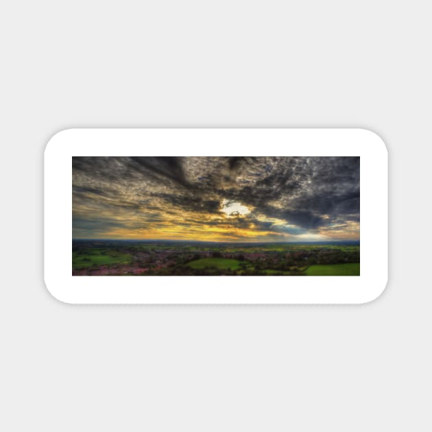 Glastonbury Tor Sunset Panoramic Magnet by Nigdaw