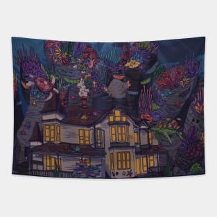 A Wizard's Underwater Abode Tapestry