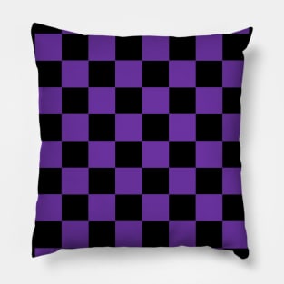 Byzantium and Black Chessboard Pattern Pillow