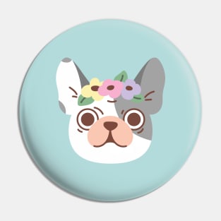 French bulldog and flowers Pin