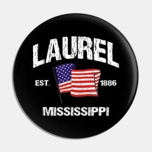 Laurel Mississippi MS USA Stars & Stripes Vintage Style Pin