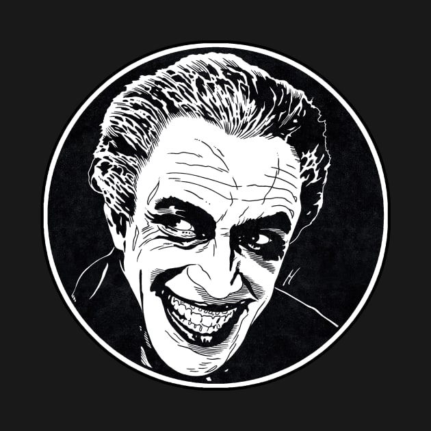 THE MAN WHO LAUGHS (Circle Black and White) by Famous Weirdos