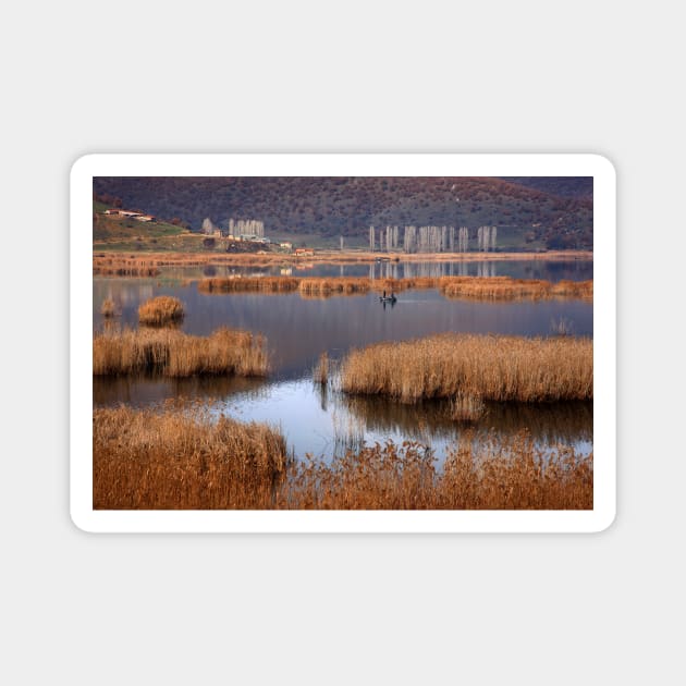 Fishermen in Chimaditis lake - Florina Magnet by Cretense72