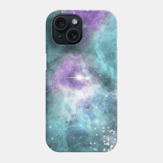 Blue Turquoise Purple Star Nebula Space Galaxy Universe Phone Case by jodotodesign