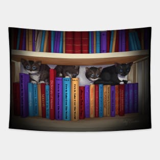 Kitten Bookshelf Tapestry