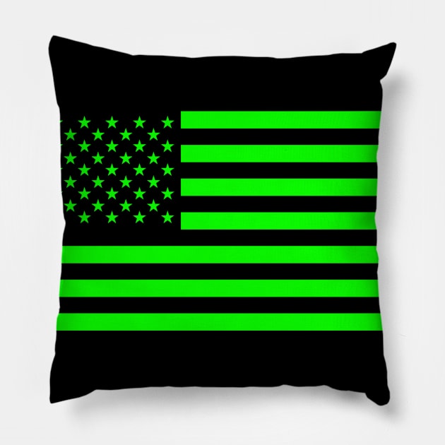 New United States Fluorescent Green Flag Pillow by NINE69