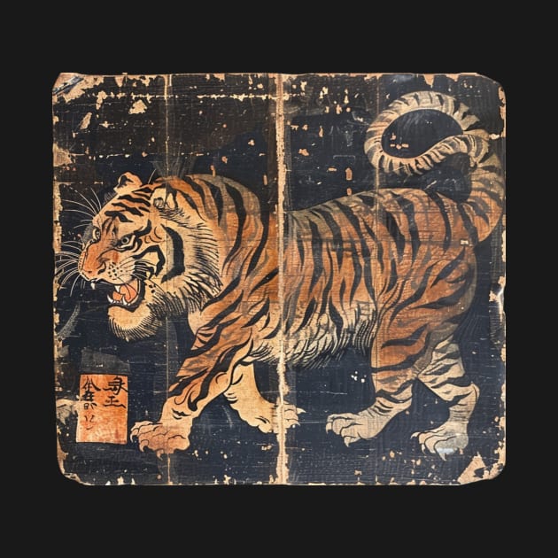 TIGER VINTAGE WOODBLOCK PRINT by SHAKIR GAUTAMA 