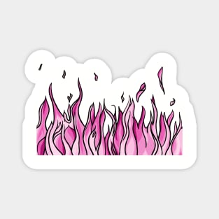 Pink Flames, Fire Digital Illustration Magnet