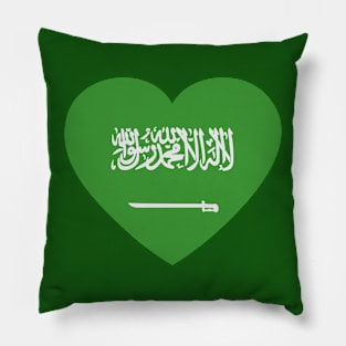 I Love Saudi Arabia // Heart-Shaped Saudi Flag Pillow