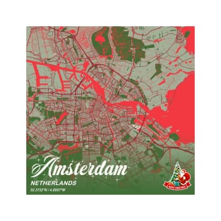 Amsterdam - Netherlands Christmas Map T-Shirt