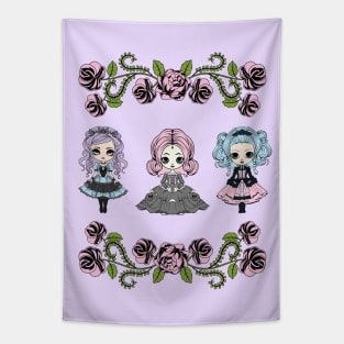 Pastel Goth Doll Trio Tapestry