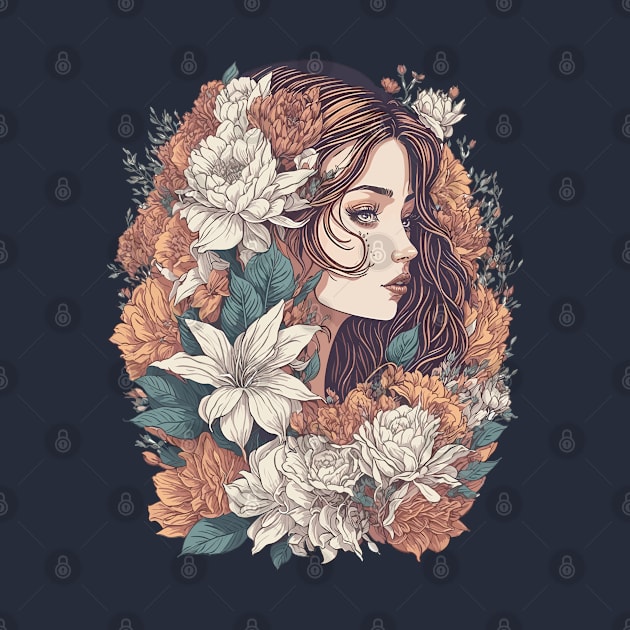 Vintage Floral Girl by ElMass