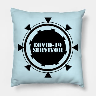 Covid 19 Survivor - Black Design Pillow