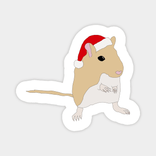 Cute golden Gerbil in a Santa hat Magnet