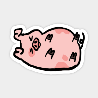 Cute Cartoon Piggy Rolling in Bliss Magnet