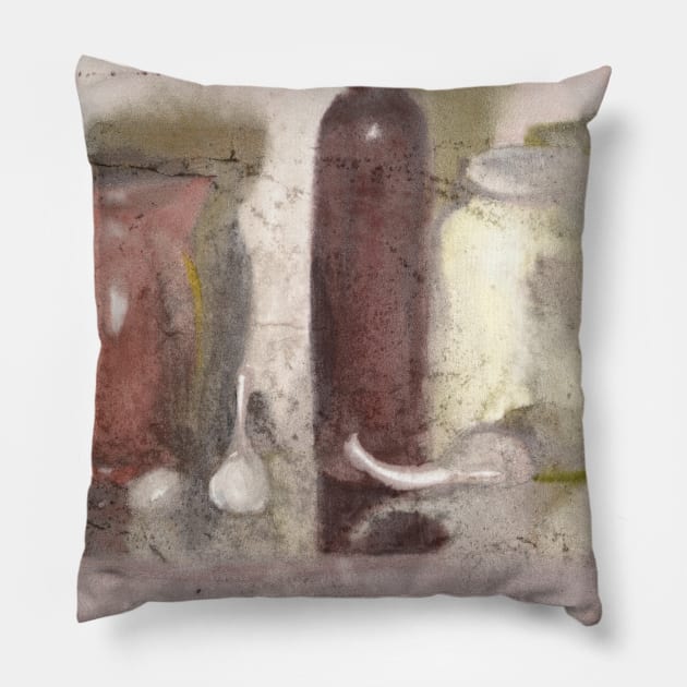 Watercolor classic art still life Pillow by Anna Hlimankova