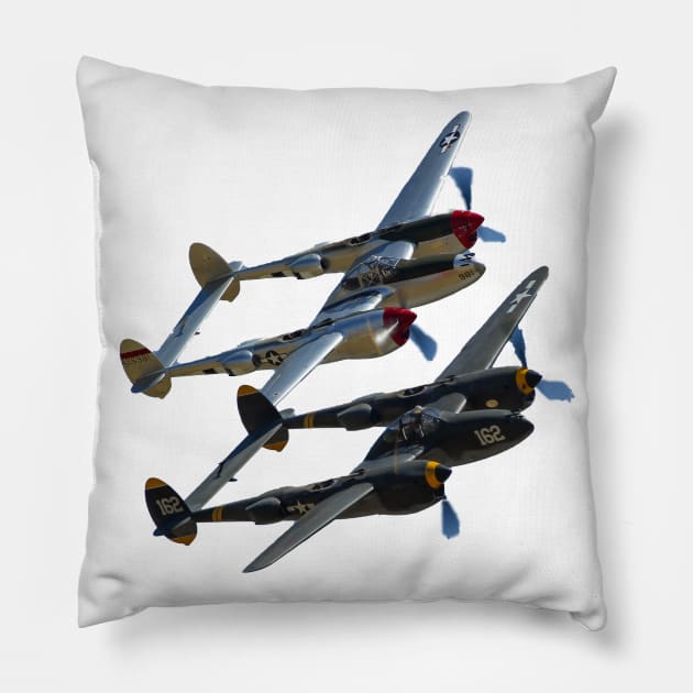 P-38s Formation No Background Pillow by acefox1