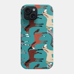 Horse pattern in aquamarine blue Phone Case