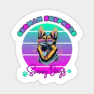 Retro Purple Green German Shepherd Dog Magnet