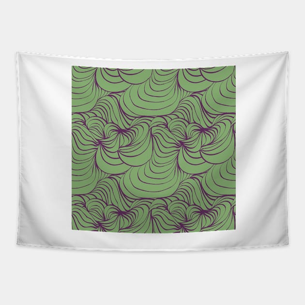 Green and Purple Line Art Pattern Tapestry by Minervalus-Art