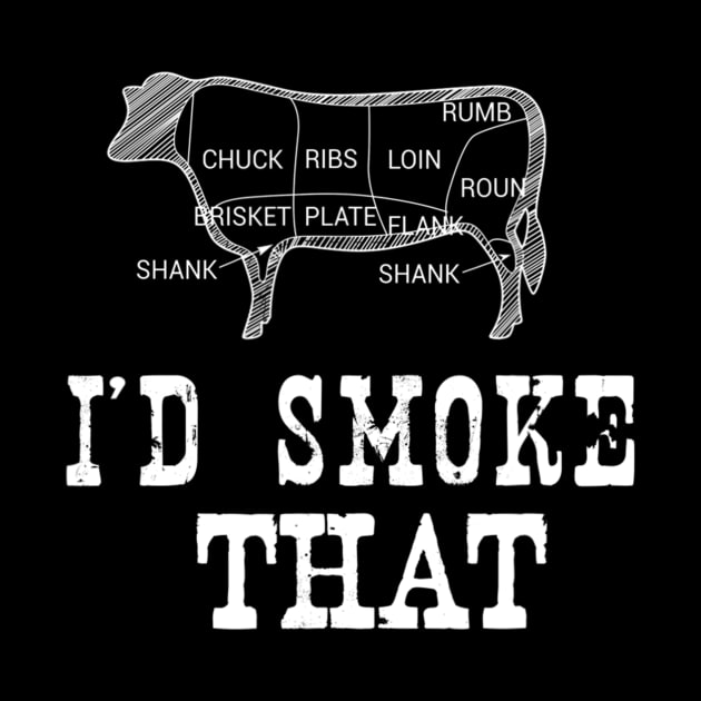 Funny Barbeque Gift I'd Smoke That Cow BBQ Grill Chef Gifts by Olegpavlovmmo