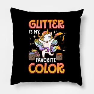 Glitter Is My Favorite Color Unicorn Rainbow Paint Pillow