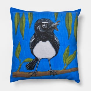 Willywagtail dinner time Pillow