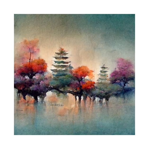 Trees in a surreal painting, pastel colors, abstract creative by AmazinfArt