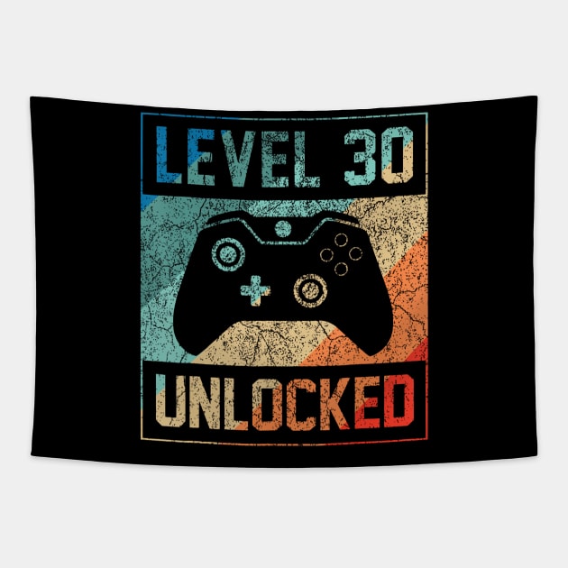 Level 30 Unlocked  Video Gamer 30th Birthday Tapestry by Saboia Alves