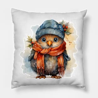 Whimsical Christmas Bird Pillow