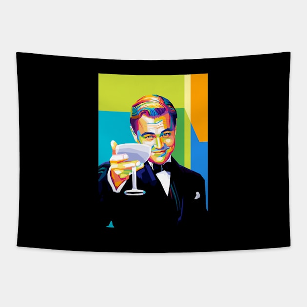 Leonardo Dicaprio Cheers Meme Pop Art Tapestry by SiksisArt