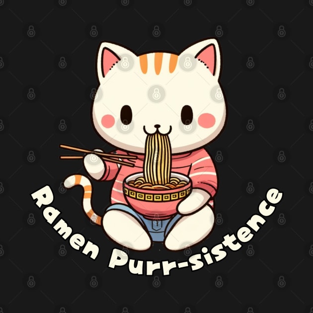 Ramen bowl Cat eat noodles by Japanese Fever