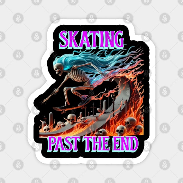 Fiery Skating Skeleton A Death-Defying Ride Magnet by coollooks