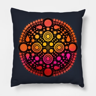 Circular Gradient Mandala Yellow-Pink-Orange Pillow