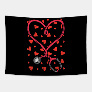 Heart Stethoscope Cute Love Scrub Top Valentines Day Nurse Tapestry