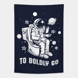 Poopin Astronaut Boldly Go Funny Space Gift Tapestry