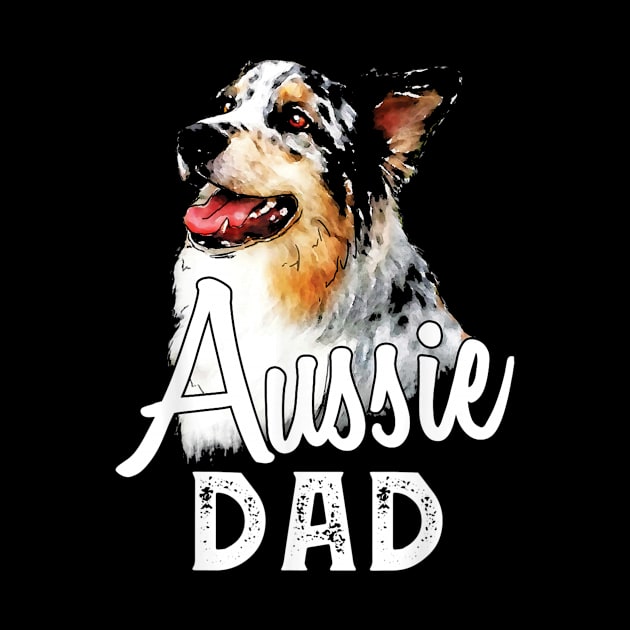 Mens Australian Shepherd Vintage Art Aussie Dad by marcrosendahle